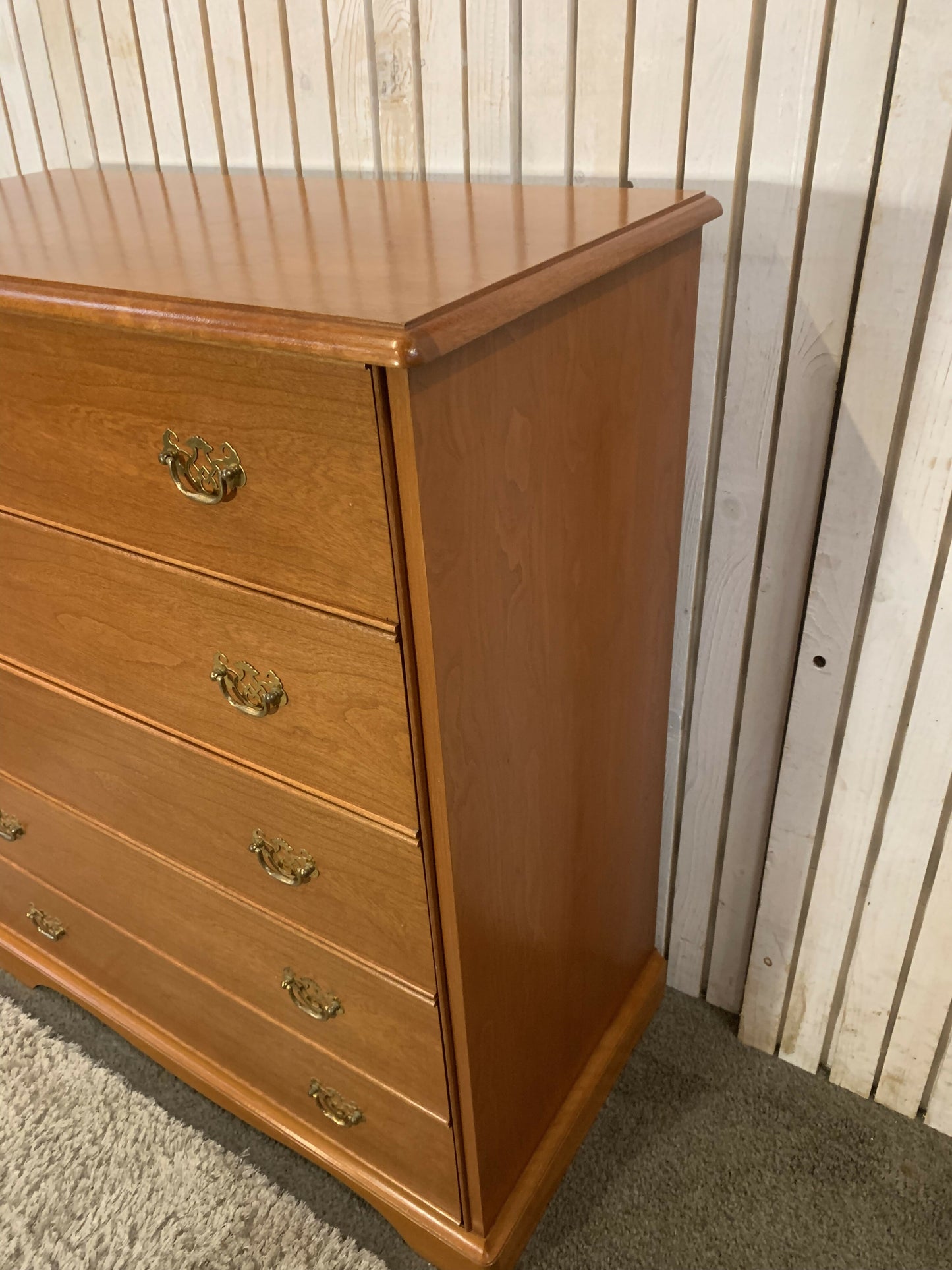 Vintage Stag Tallboy Chest – 5 Drawer Solid Wood Bedroom Storage, Retro Mid-Century Style