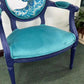 Blue Vintage Chair, Artist Design Bespoke Accent Chair, Statement Furniture