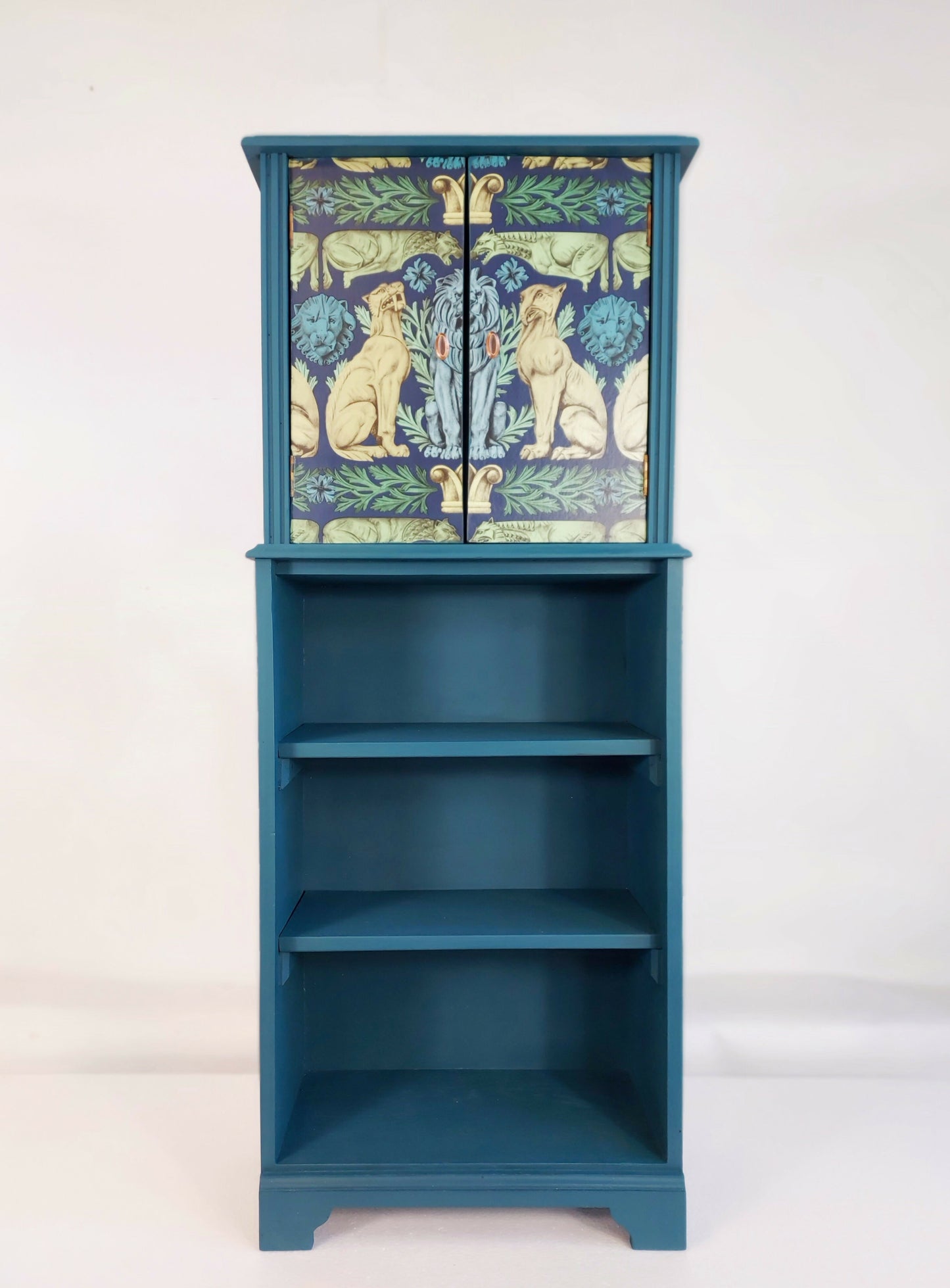 Teal Cabinet With Decorative Front