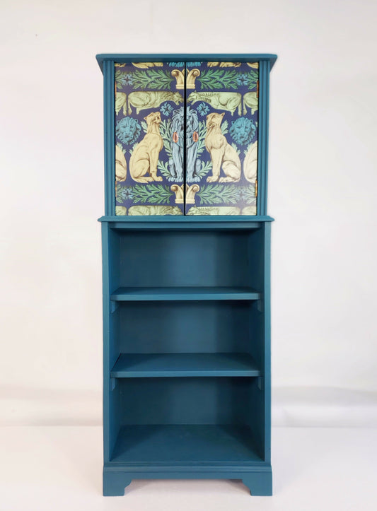 Teal Cabinet With Decorative Front