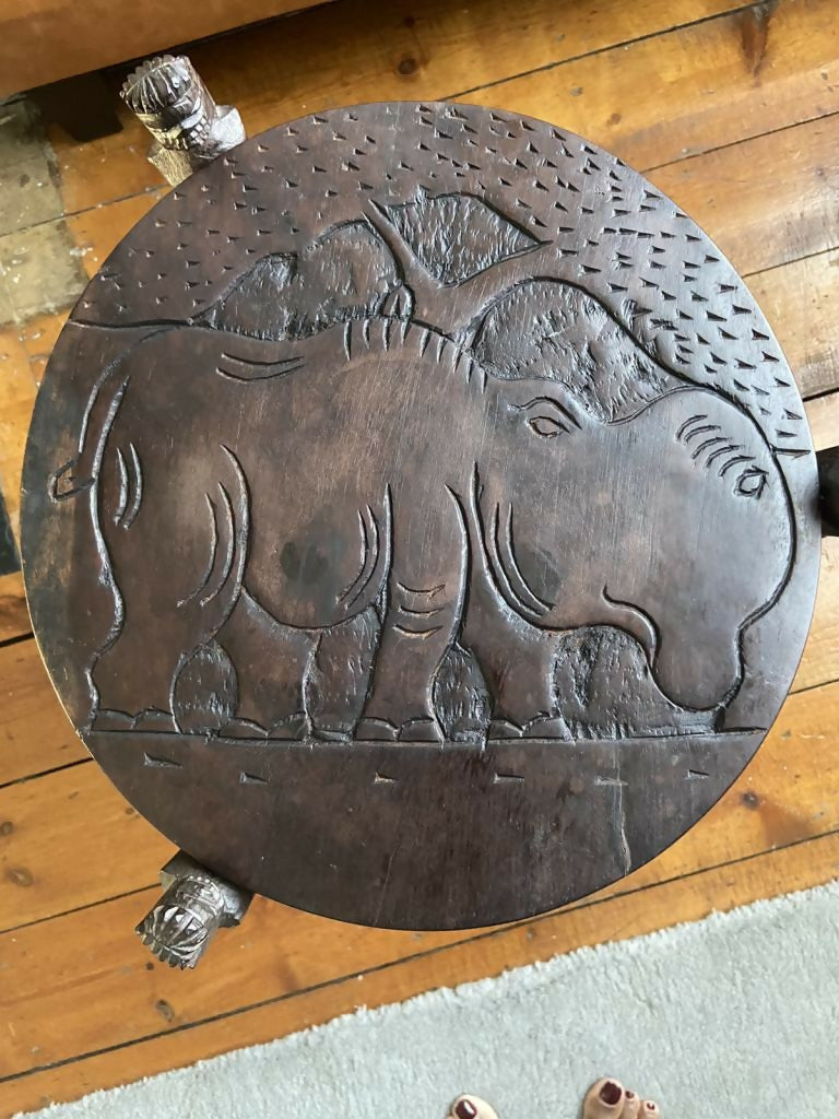 Wood carved Africa Fold Up Side table