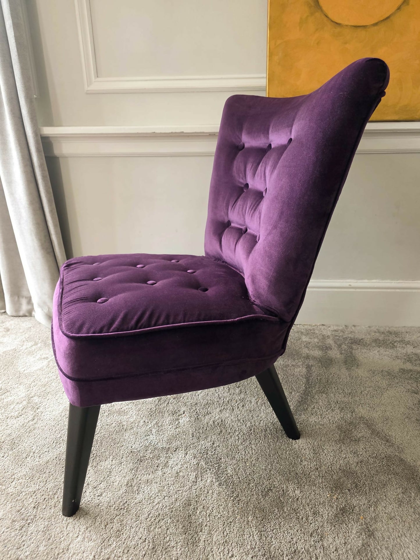 MCM Cocktail Chair. Plush Top Quality Cotton Velvet. Restored and Reupholstered.
