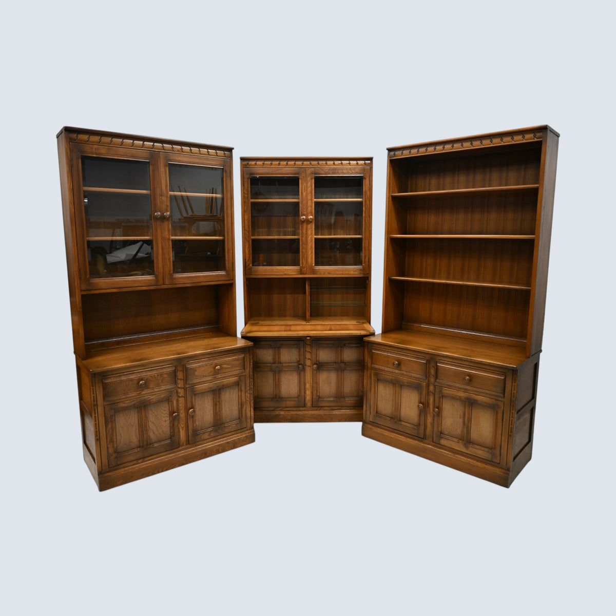 Ercol Mural Wall Unit Display Cabinet Golden Dawn Finish FREE UK Delivery*