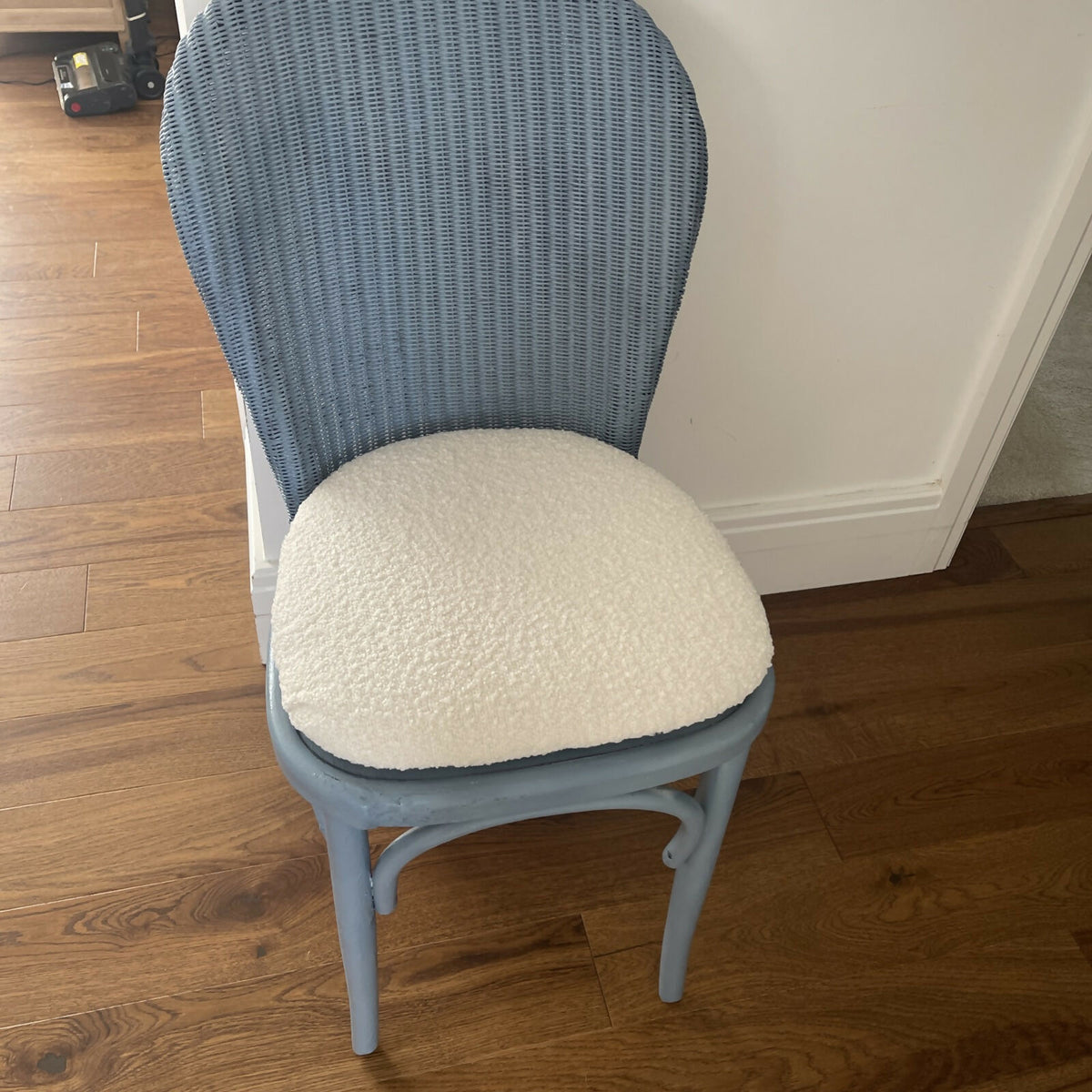 Wedgwood blue accent chair with matching fabric