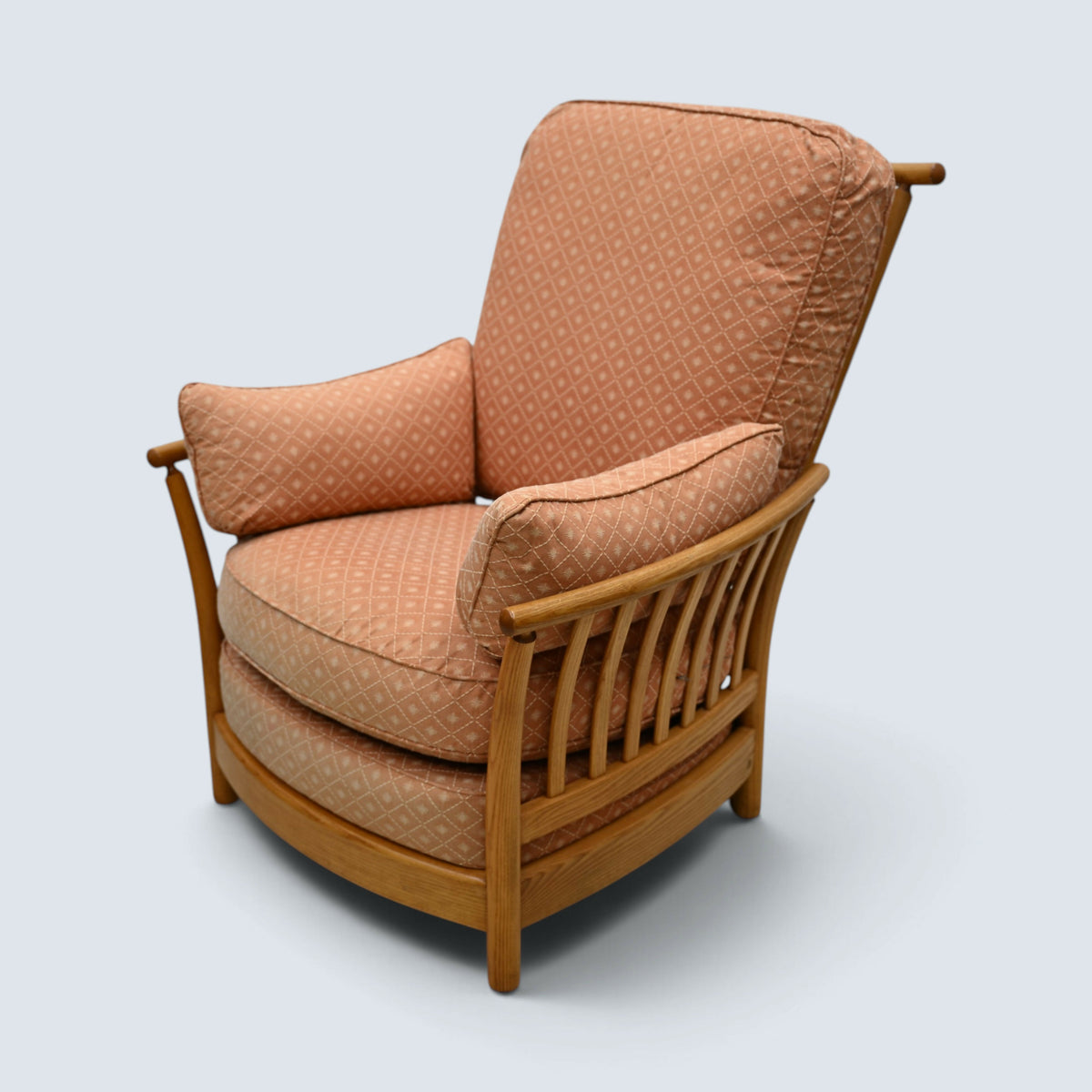 Ercol Piccola Easy Chair Light Orange Upholstery Light Finish FREE UK Delivery*