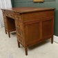Art Deco Walnut Pedestal Desk with Red Leather Top - Cooke's of Finsbury