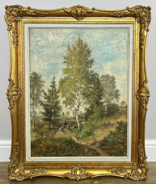 Oil Painting Vintage Landscape Signed Ornate Gilt Frame Wall Decor LOT 6414