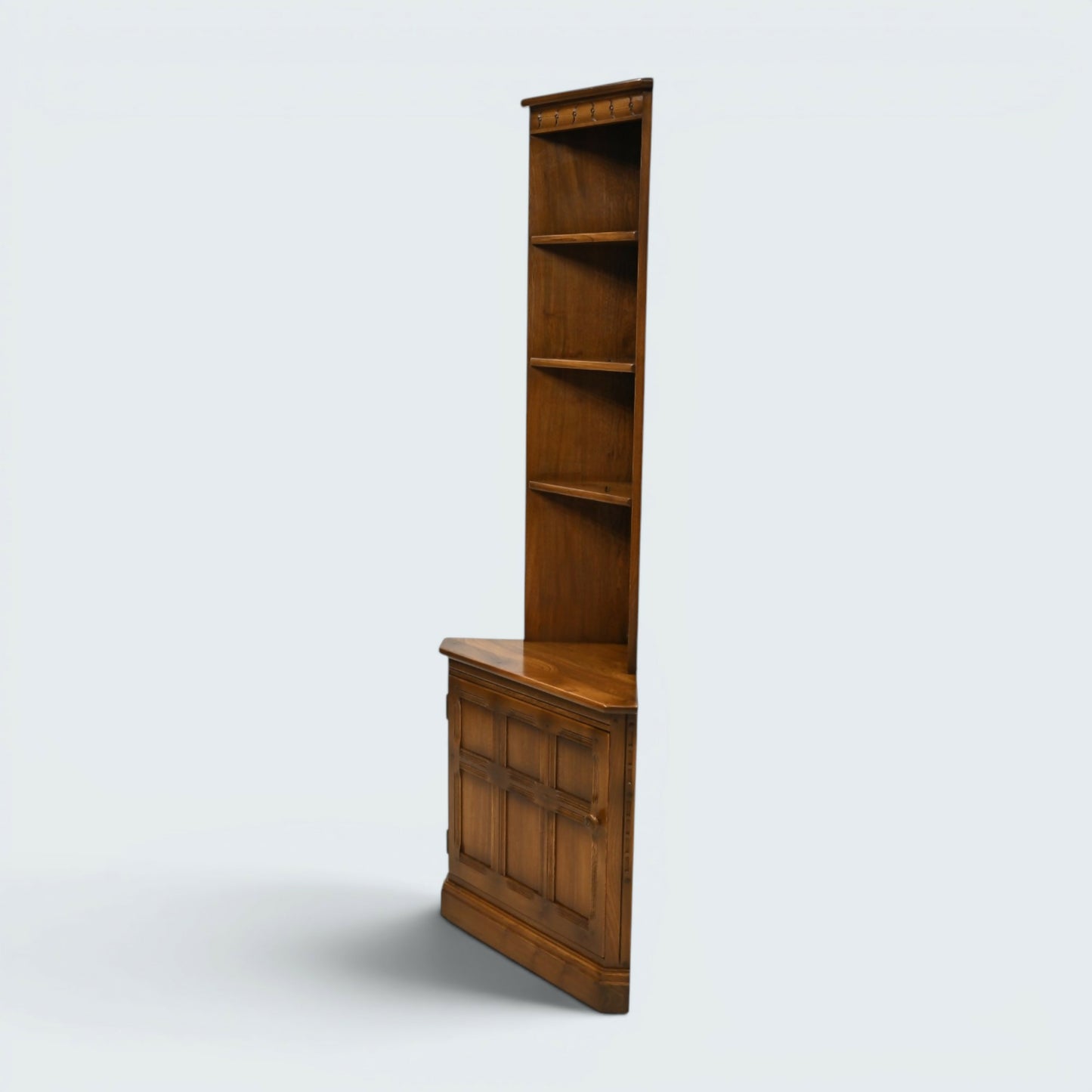 Ercol Corner Cabinet with Shelves and Cupboard Golden Dawn VGC FREE UK Delivery