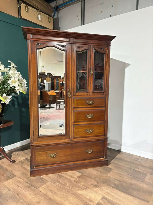 Victorian Mirrored Walnut Compactum Wardrobe99