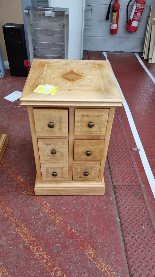 Solid Wood 6 Drawer Bedside Cabinet