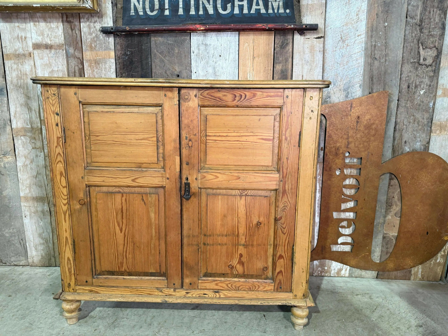 Antique Early Victorian Pine Narrow Estate Hall Linen Housekeeper Pantry Cupboard, C.1830
