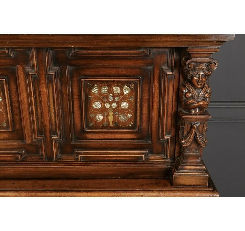 19th Century Walnut & Mother Of Pearl Inlaid Gothic Dresser