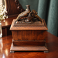 Rare Antique Black Forest Jewellery Trinket Keepsake Box With Carved Pheasants