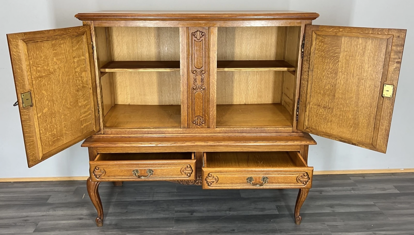 Cabinet Vintage French Louis XVI Oak Carved Sideboard with Drawers LOT 4015