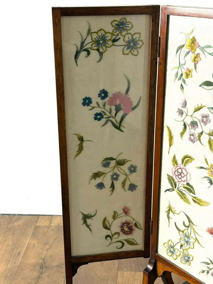 Edwardian Mahogany Folding Fire Screen