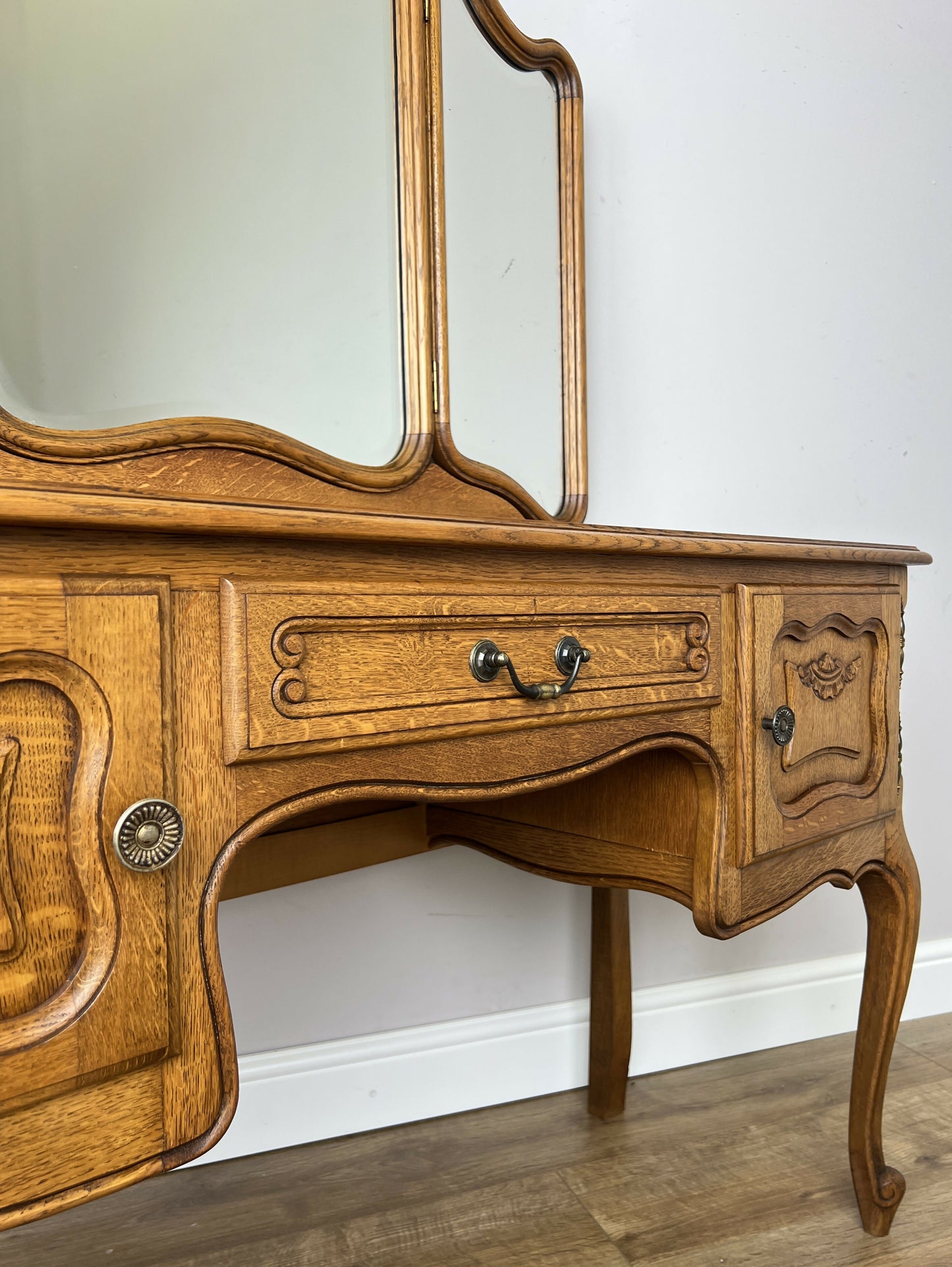 Dressing Table with Mirror Vintage French Oak Louis Vanity Table Makeup LOT 6320
