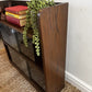 Vintage Mid Century Oak Glazed Bookcase Sliding Glass Doors Display Cabinet 60s