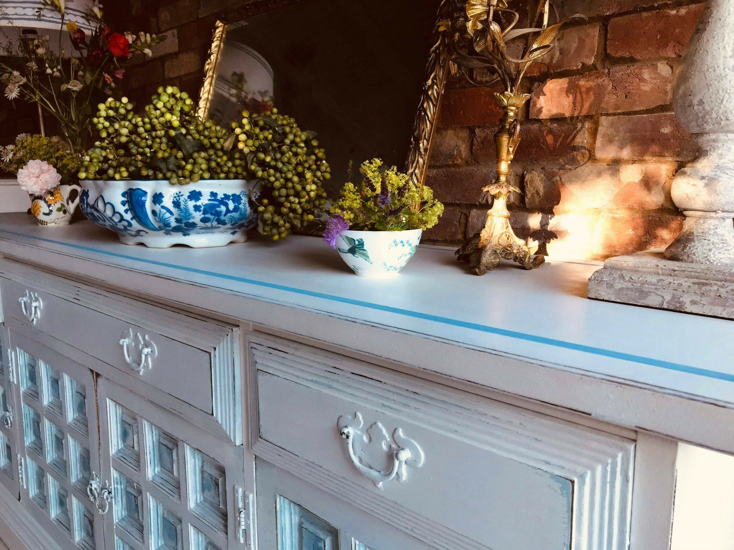 Large Vintage Sideboard/White Distressed Sideboard/Large Vintage Sideboard/Coastal Sideboard/Painted Toledo Sideboard