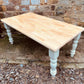 Solid Farmhouse Dining Table | Hand-Finished Painted Base & Natural Wood Top | Rustic Country Kitchen Table