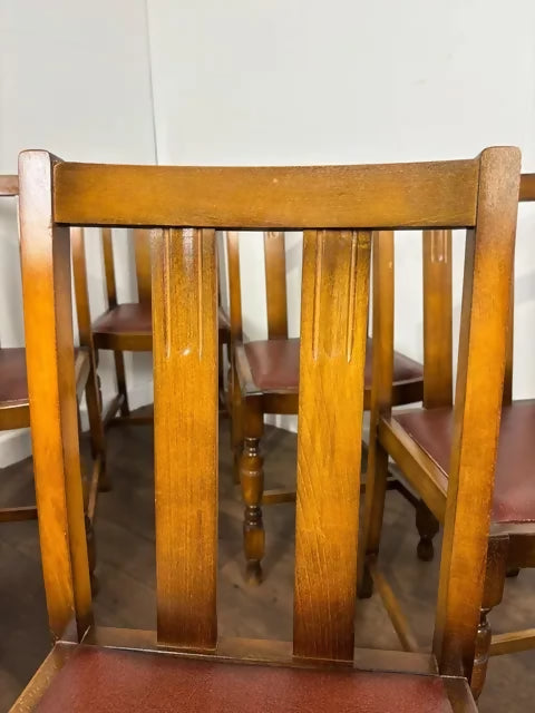 Vintage Set Of Six Oak Dining Chairs