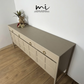 Refinished Large Neutral Vintage Nathan Sideboard with drinks cabinet - beige, cream, cocktail cabinet, tv stand, media unit, retro nude