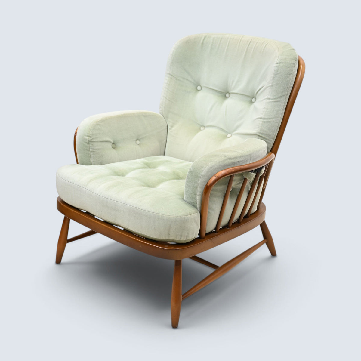 Ercol Jubilee Easy Chair Green Upholstery New Webbing FREE UK Delivery*