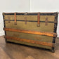 Victorian Oak Bound Travellers Trunk – Steamer Trunk with Original Travel Labels