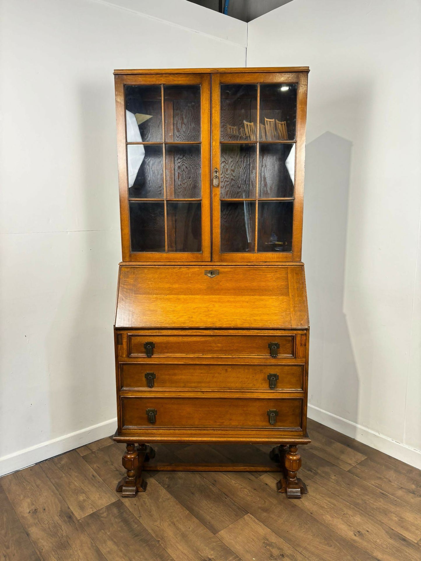 Vintage Oak Bureau Bookcase