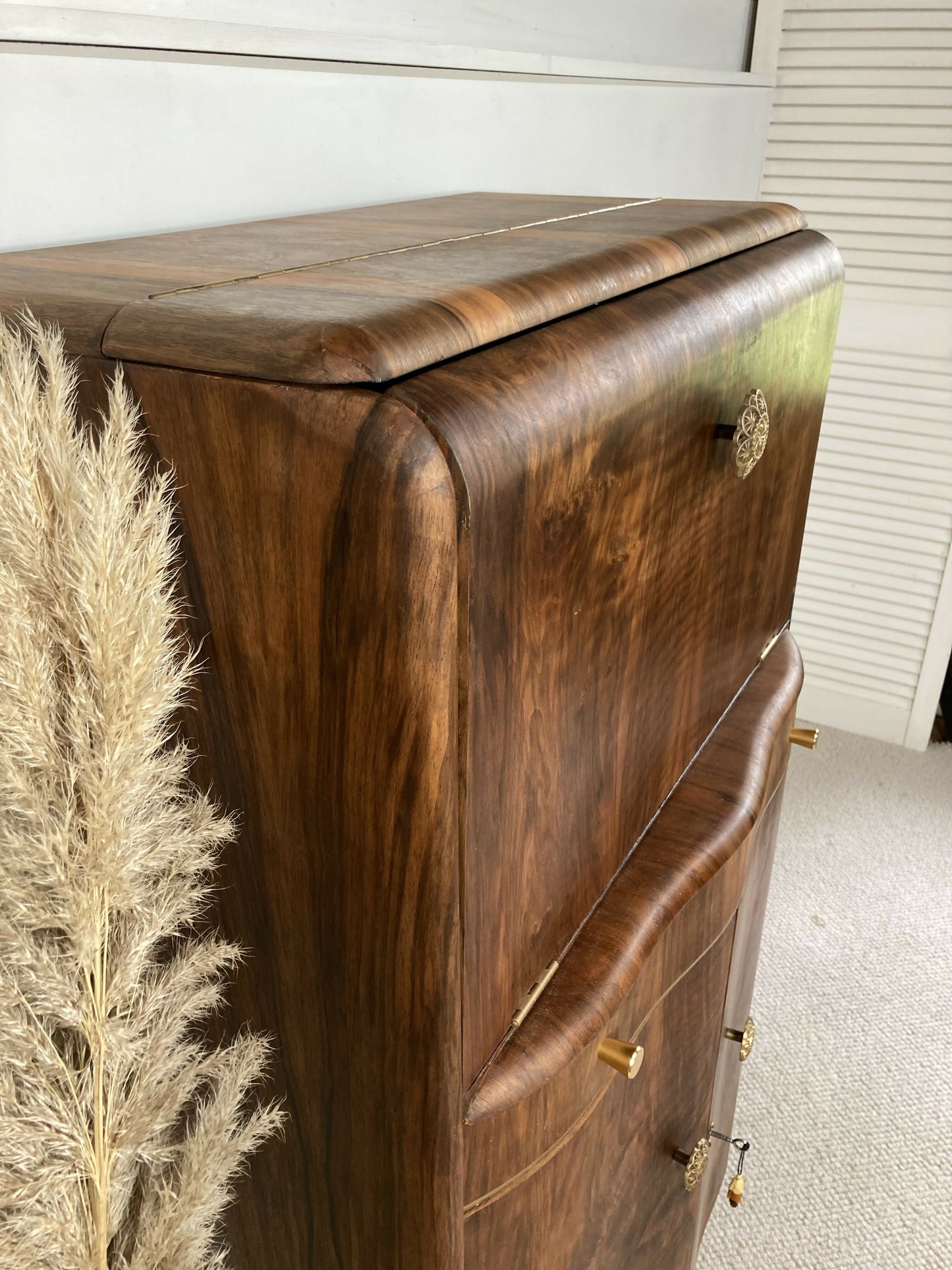 walnut Art Deco Cocktail Cabinet