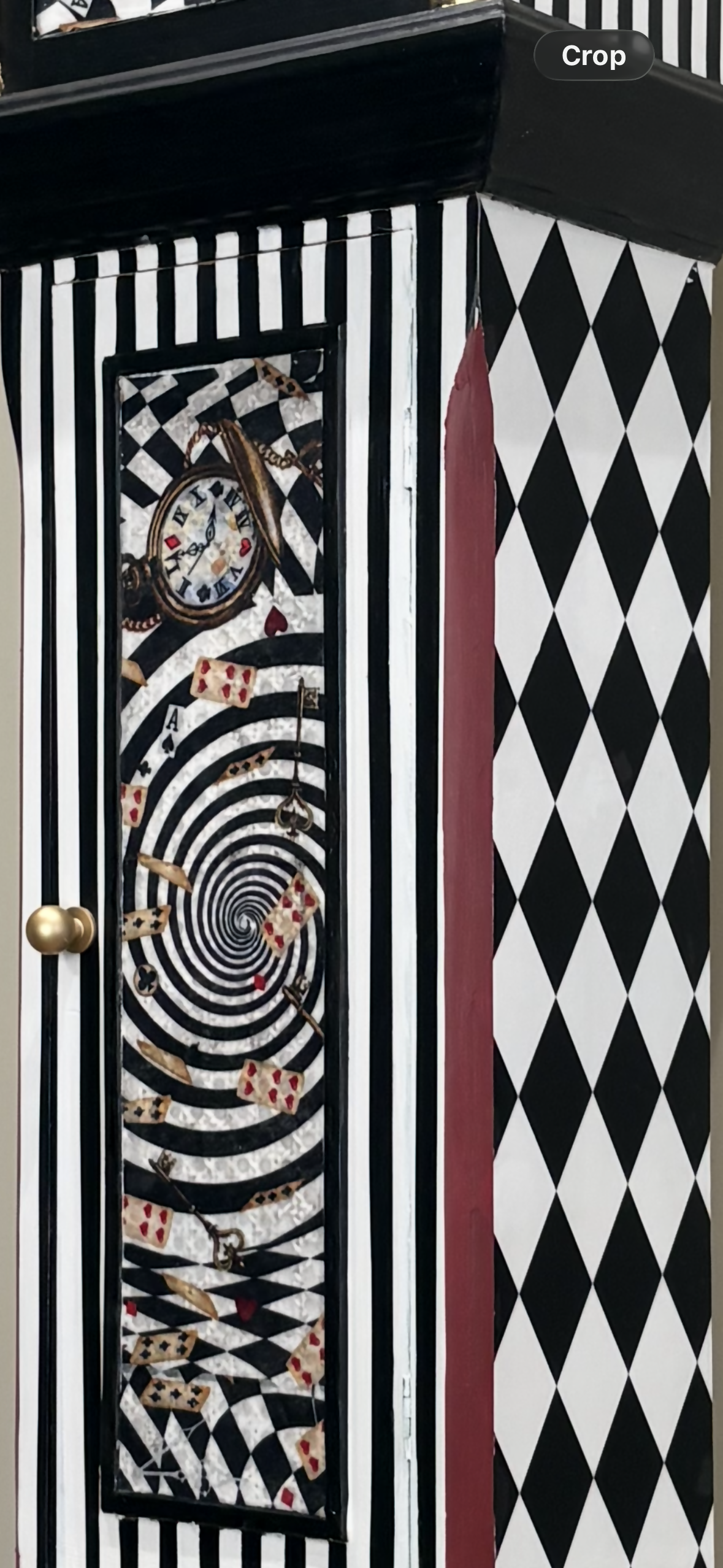 Wonderland Inspired Grandfather Clock | Whimsical Harlequin Floor | Maximalist Home Accent