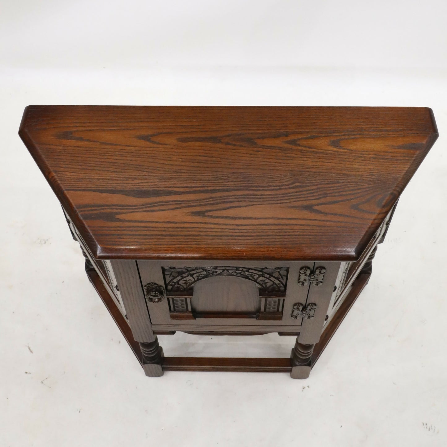 Old Charm Canted Table With Cupboard Finished In Tudor Brown FREE UK Delivery. SBR8978/1004D
