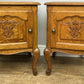 Pair of Bedside Tables Vintage French Louis Oak Nightstands Cabinets LOT 6308