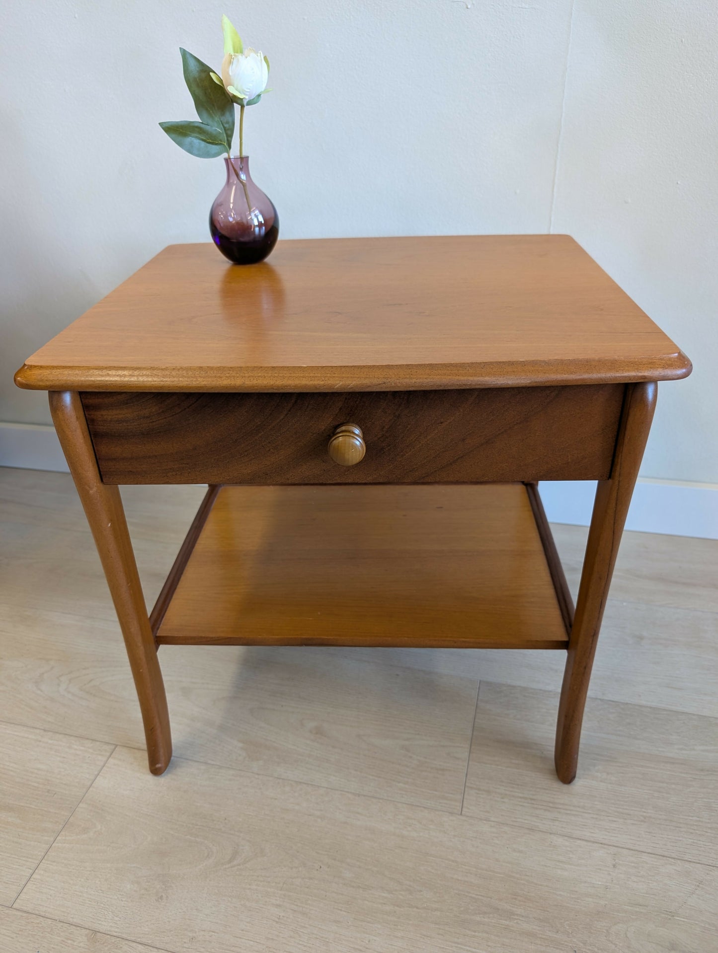 Mid Century Teak Side Table with Drawer & Shelf by Sutcliffe