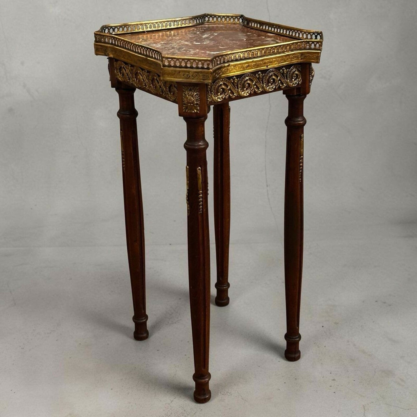 Antique French Marble Top And Decorated With Ormolu Mounts Side Table.