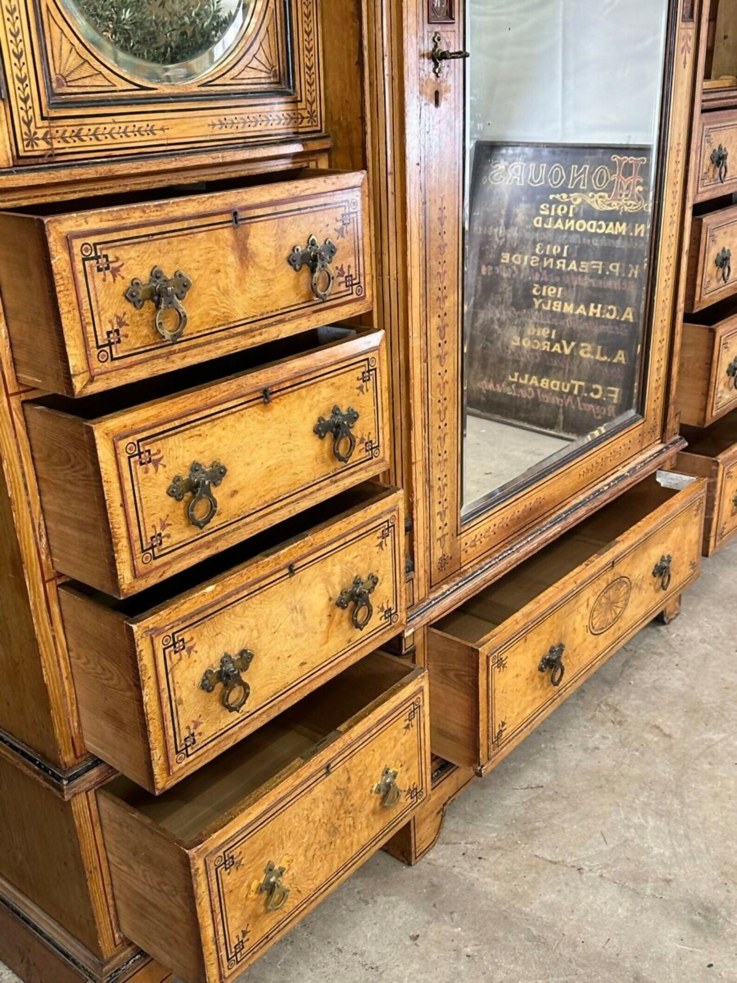 Antique Aesthetic Movement Maple & Co Pollard Oak Compactum Wardrobe, c 1880