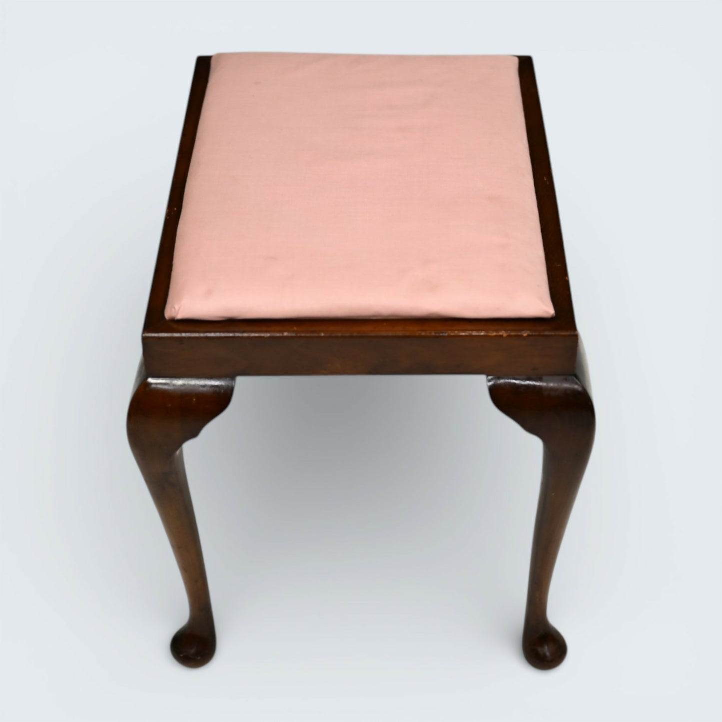 Vintage Dressing Table Stool Queen Anne Style Mahogany Pink FREE UK Delivery