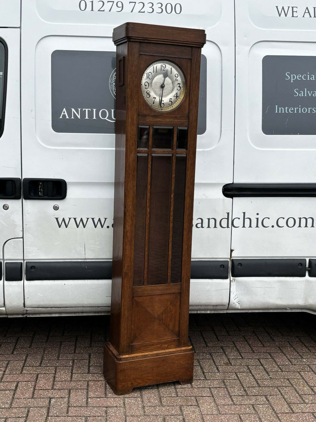 Art Noveau Oak Grandfather/ Vintage Longcase Clock
