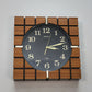 Wall Clock Mid Century Retro Waffle Style. Wood Effect Quartz Clock