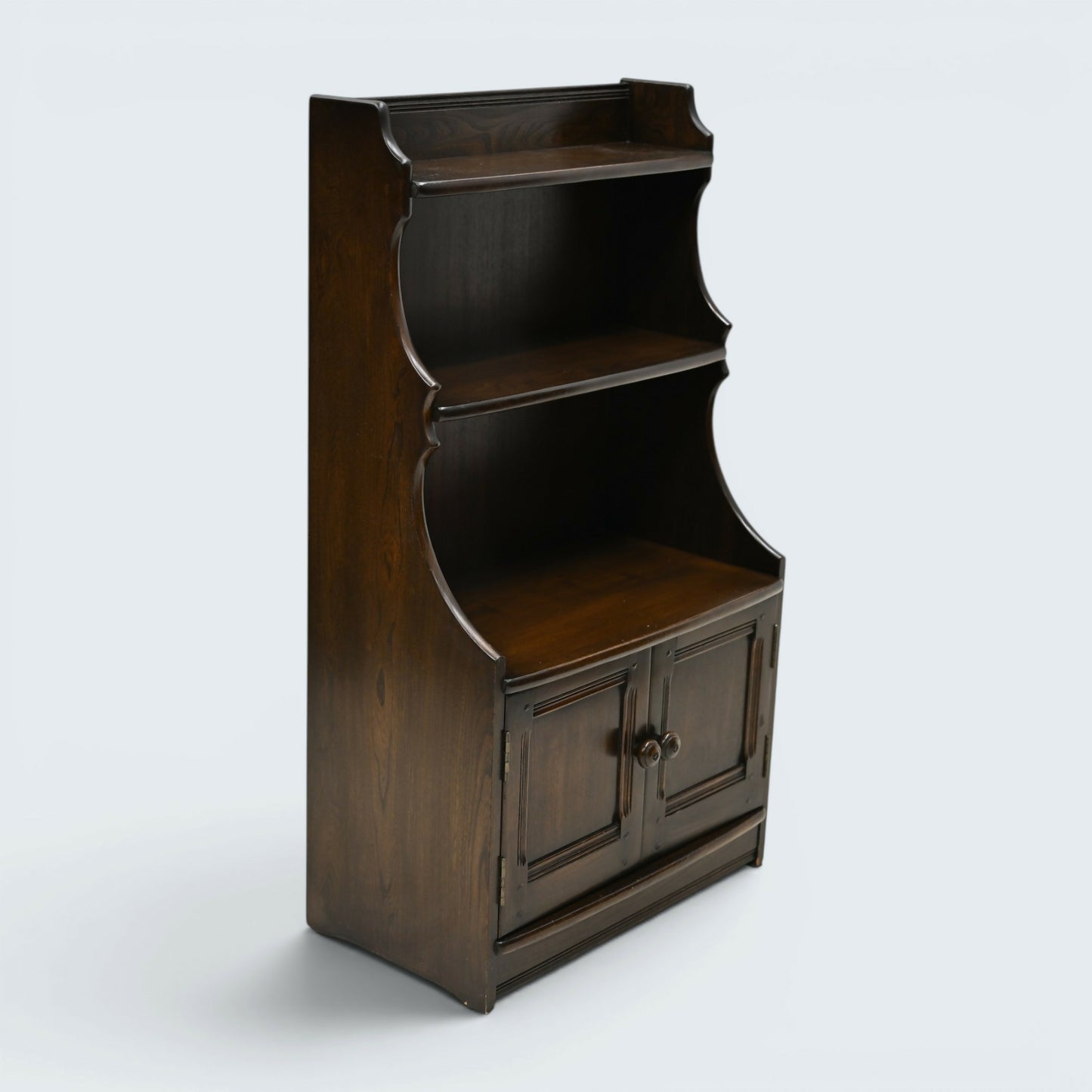 Ercol Old Colonial Waterfall Bookcase 2 Shelves Dark Finish FREE UK Delivery