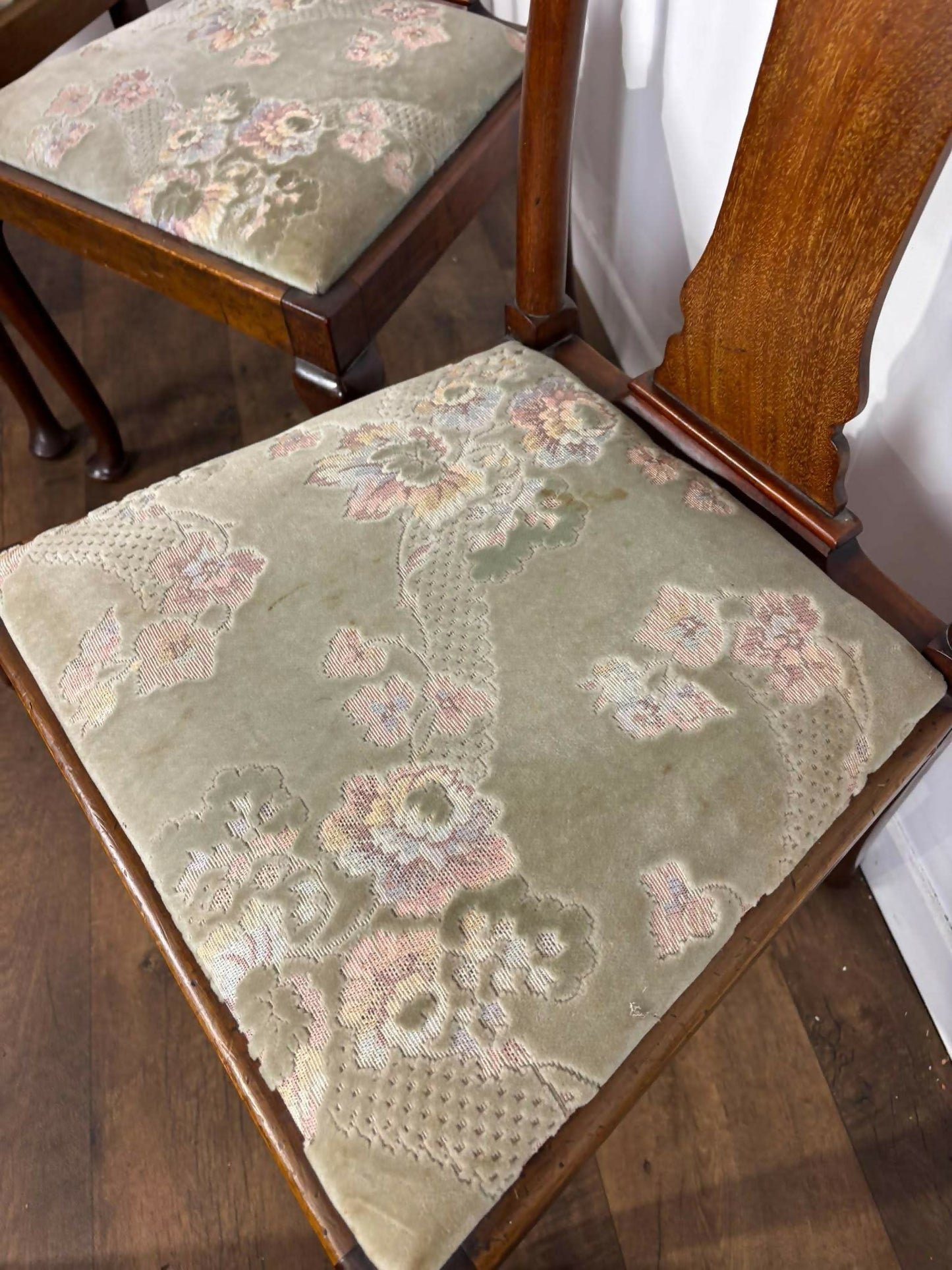 Set of Four Vintage Mahogany Dining Chairs Including Carver