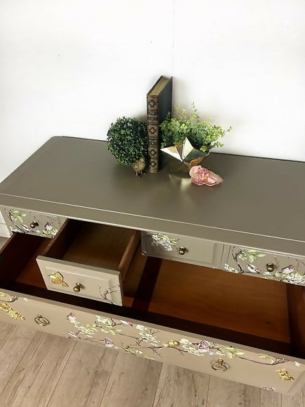 Neutral Blossom flight Stag Chest of Drawers