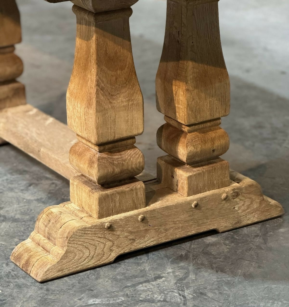 Large French Bleached Oak Farmhouse Dining Table