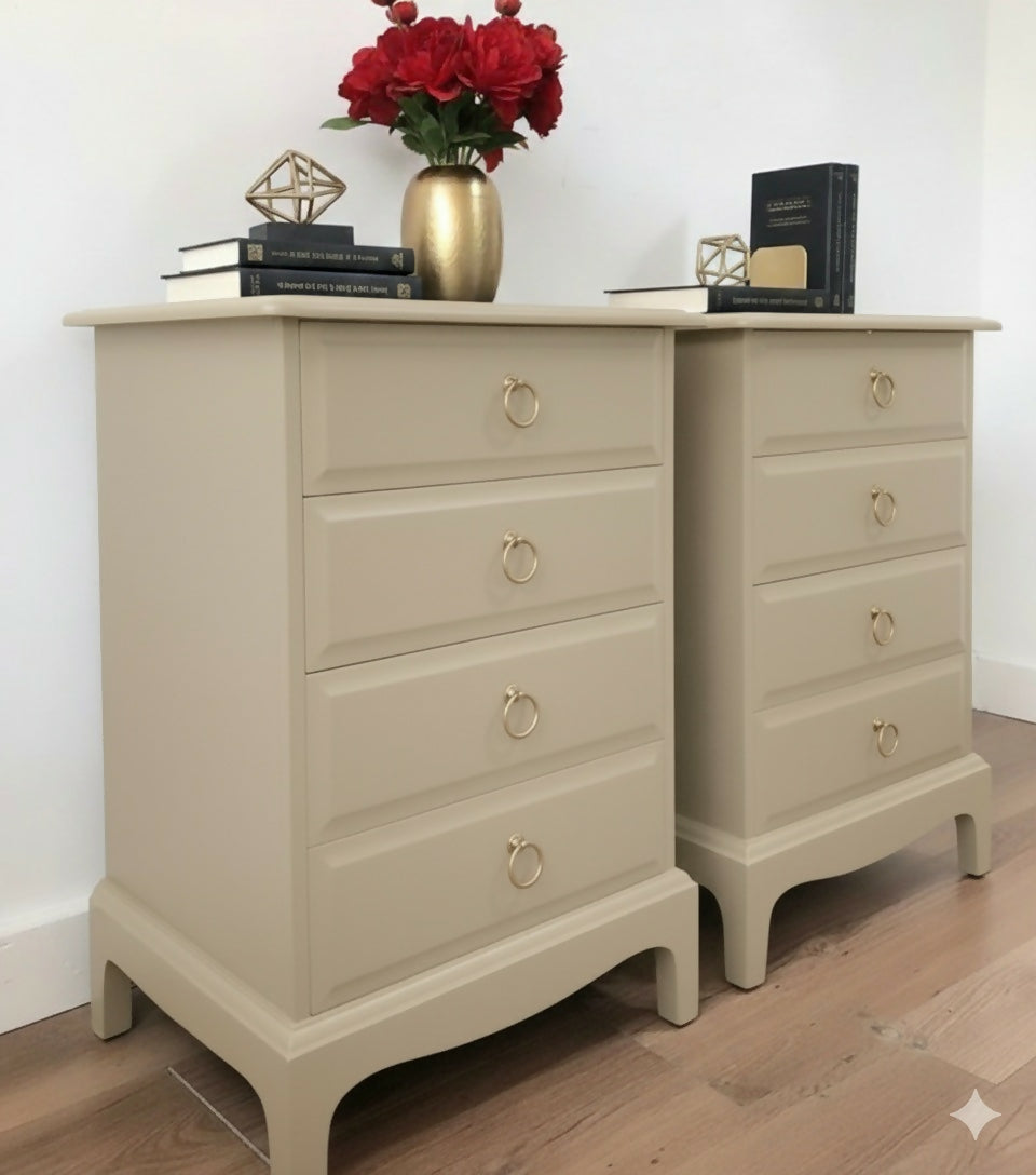 Stag minstrel beige bedside cabinets