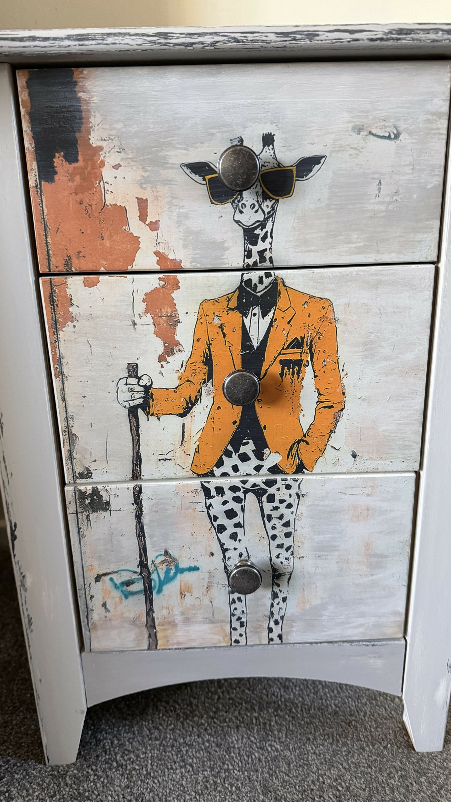 Funky Giraffe Upcycled Bedside Table