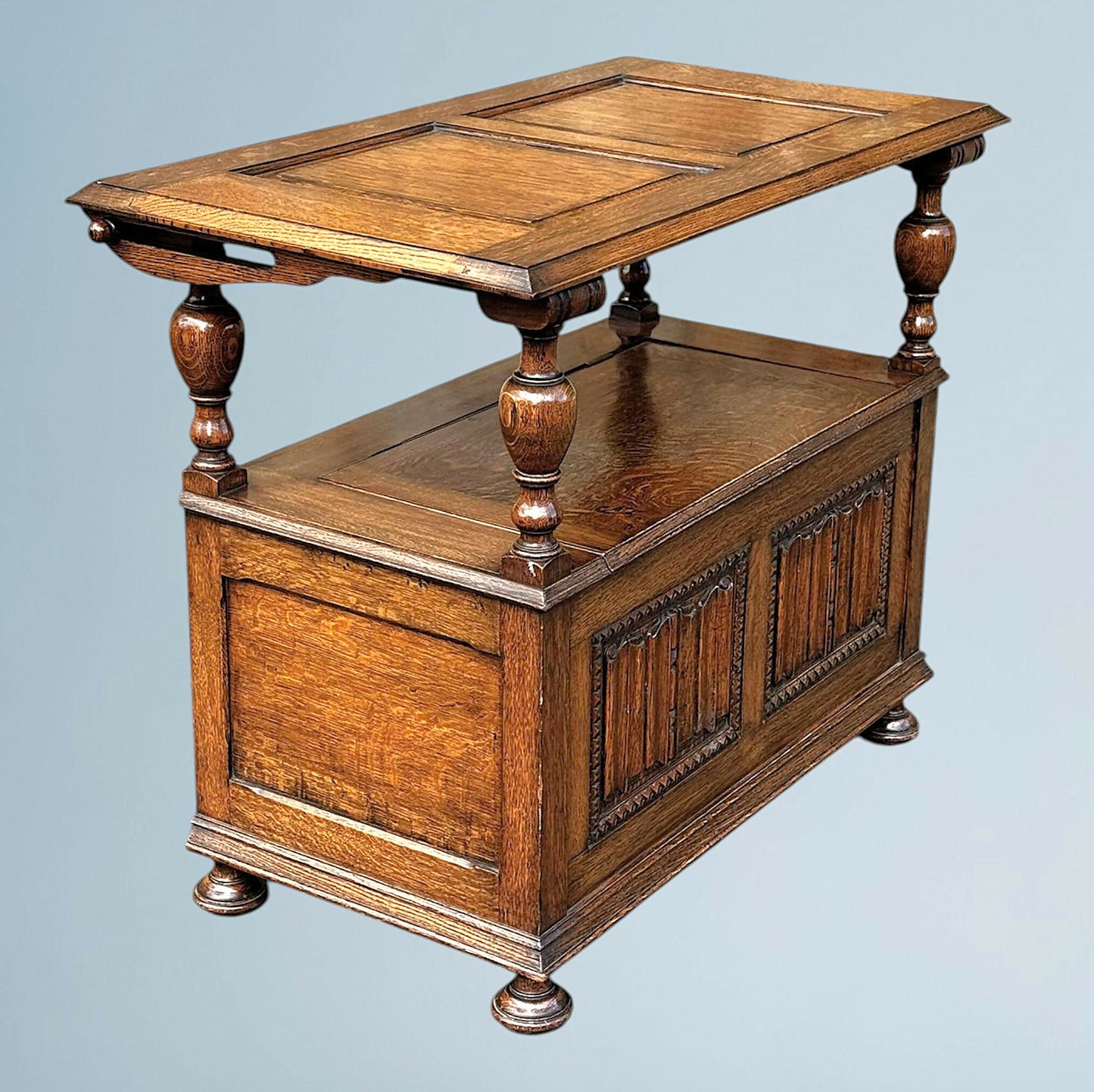 Antique Golden Oak Monks Bench