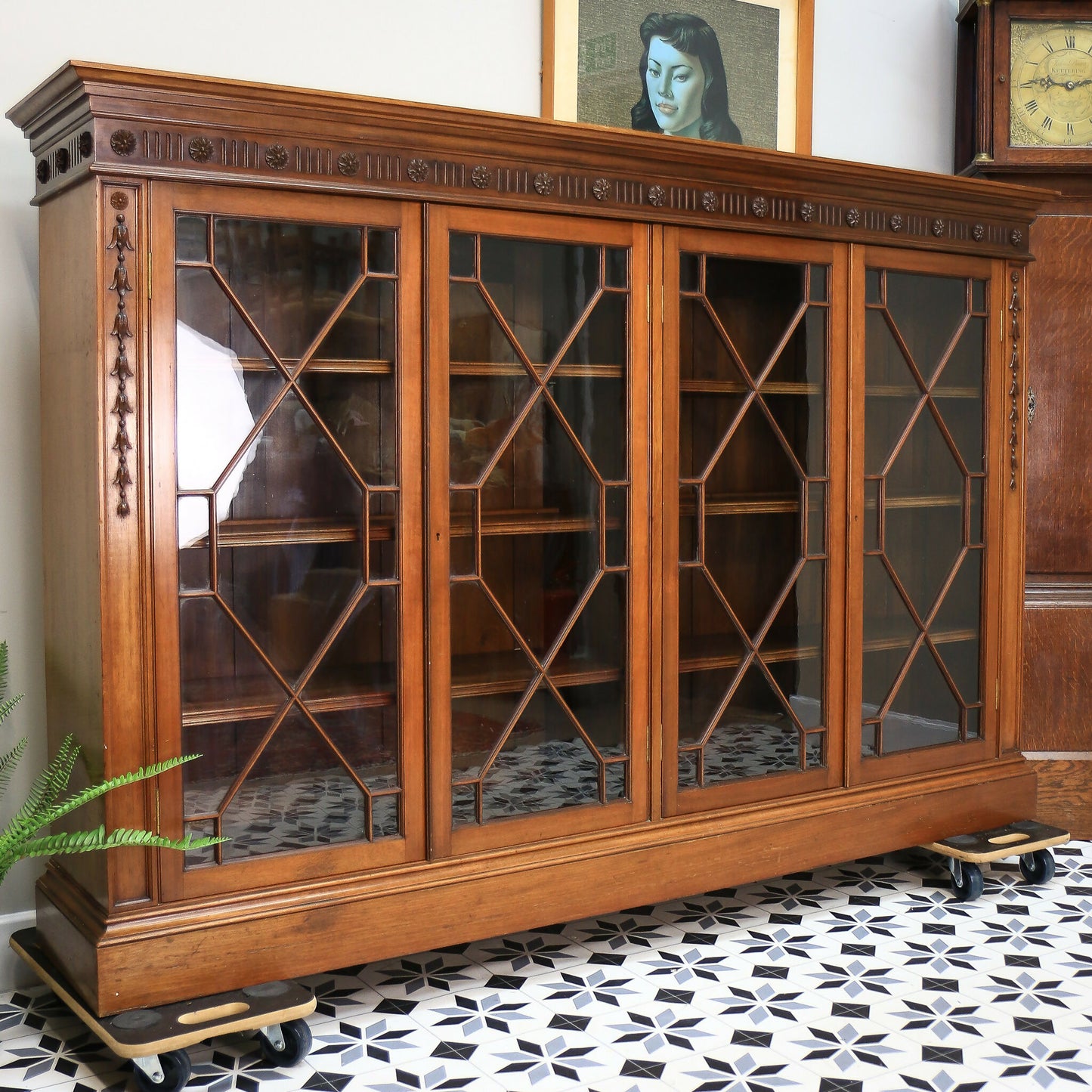 Howard and Sons Bookcase Astral Glazed Mahogany Early Twentieth Century