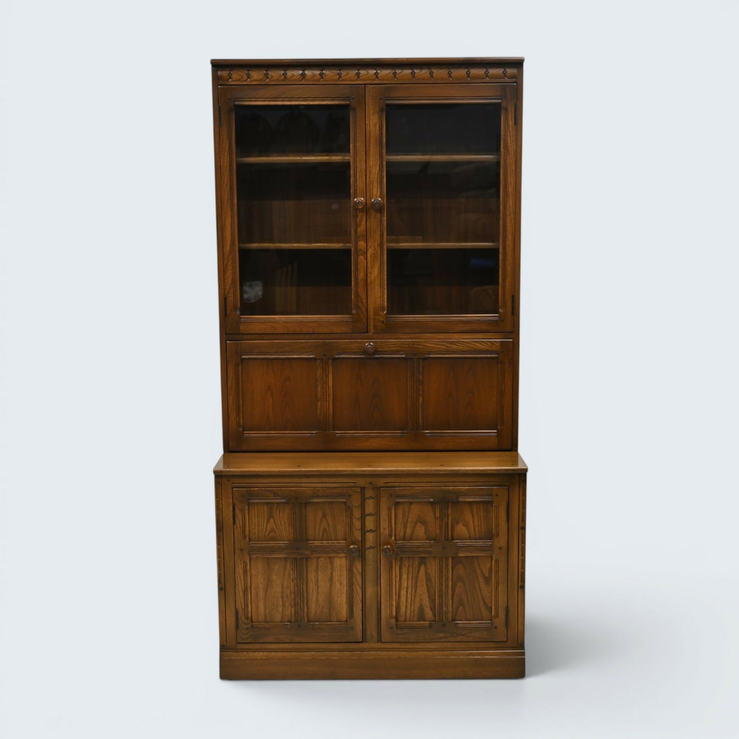 Ercol Mural Wall Unit Drinks Display Cabinets Solid Elm EXC FREE UK Delivery
