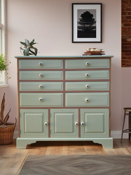 Vintage Chest of Drawers in Muted Pink & Apple Green