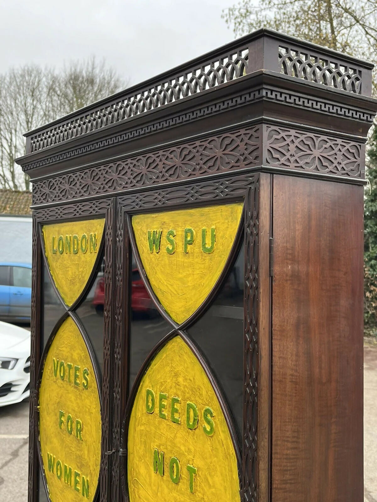 Suffragette WSPU Mahogany Vintage Bookcase Bureau