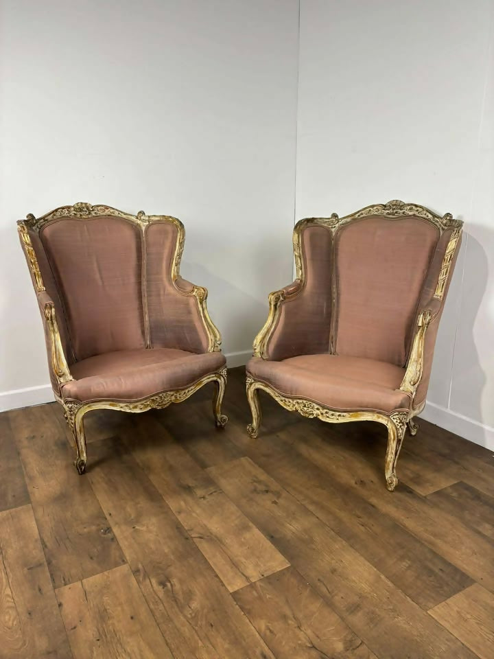 Pair of French Louis XVI Style Reproduction Armchairs